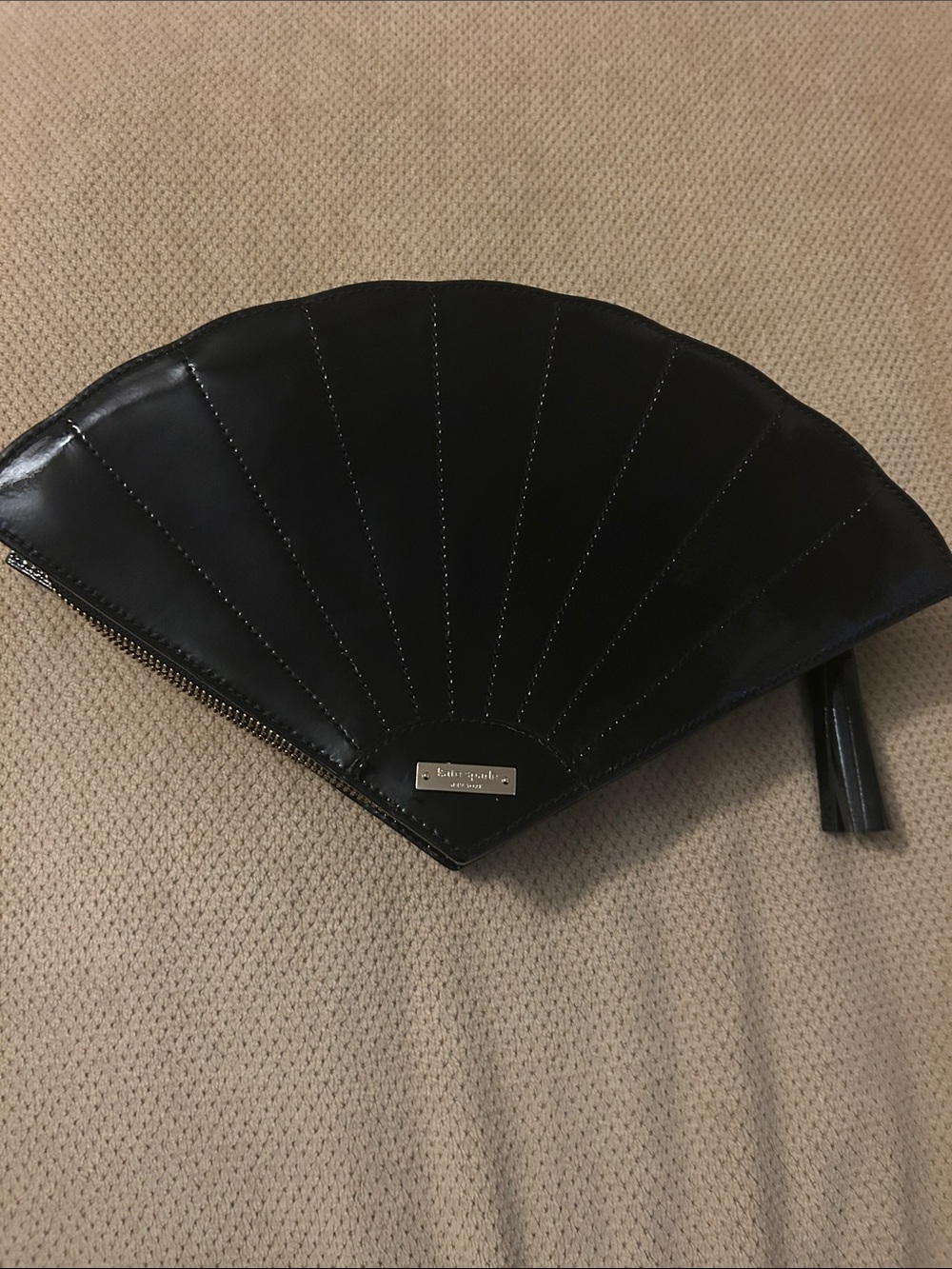 kate spade Black Fan-Shaped Leather Clutch